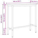vidaXL asztal Fehér 100 x 40 x 101 cm Műszaki fa és acél