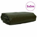 vidaXL Ponyva 650g / m² Olajzöld 5 x 5 m Vászon PVC bevonattal