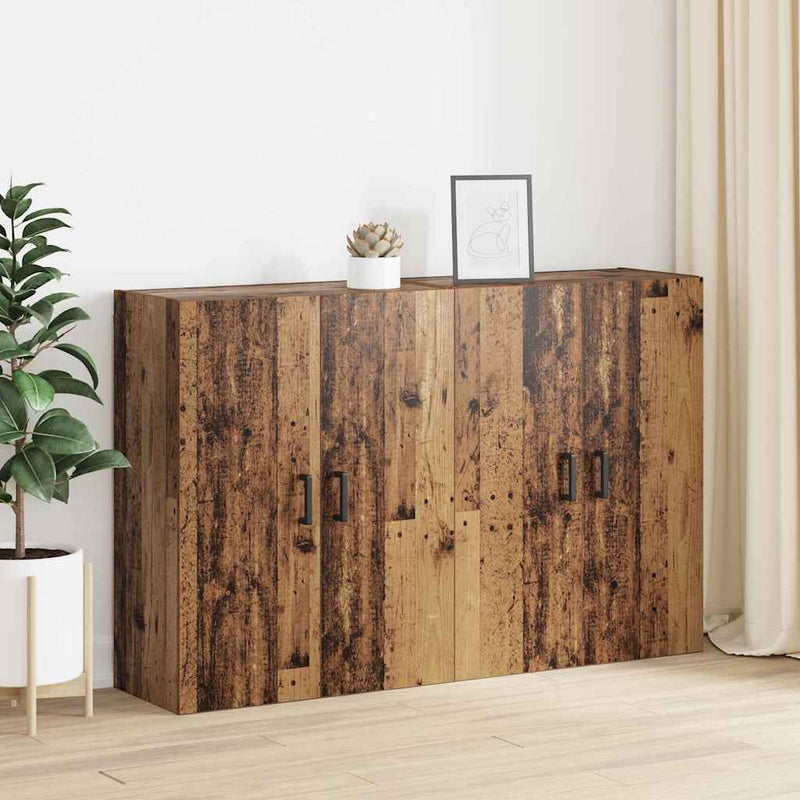 vidaXL Fali Szekrények 2 pcs Régi fa 69.5 x 34 x 90 cm Faanyag