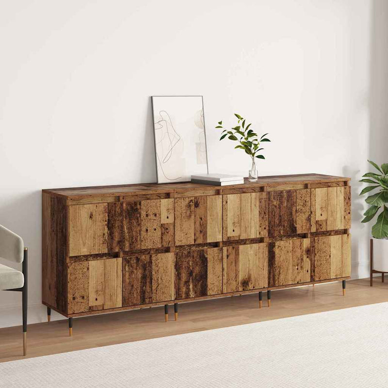 vidaXL Oldalszekrények 3 pcs Régi fa 180 x 35 x 70 cm Faanyag