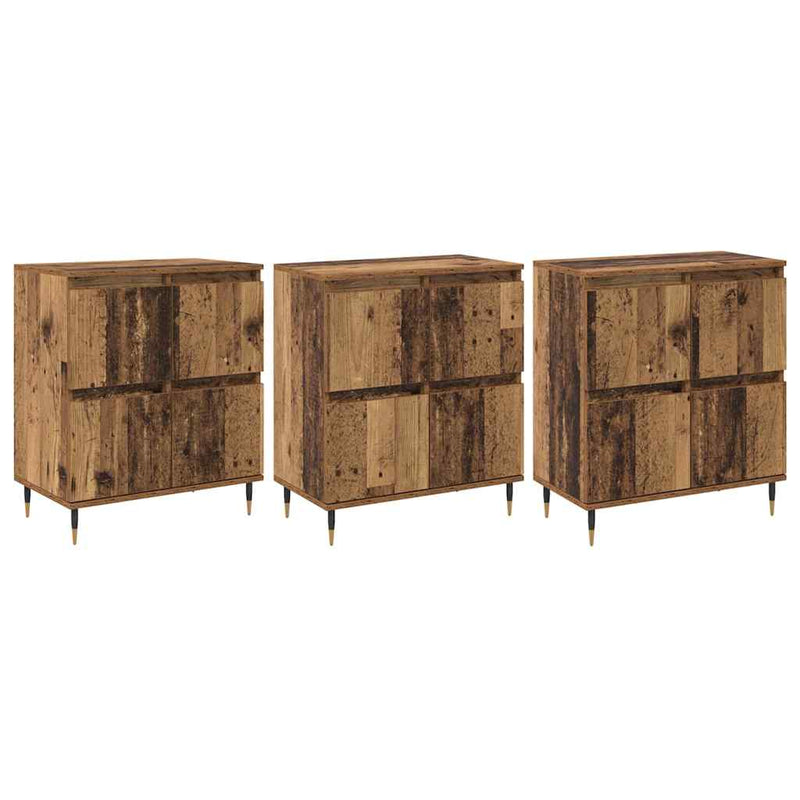 vidaXL Oldalszekrények 3 pcs Régi fa 180 x 35 x 70 cm Faanyag
