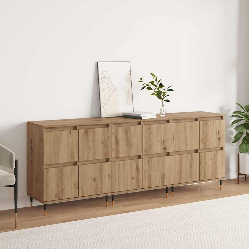 vidaXL Oldalszekrények 3 pcs kézműves tölgy 180 x 35 x 70 cm Faanyag
