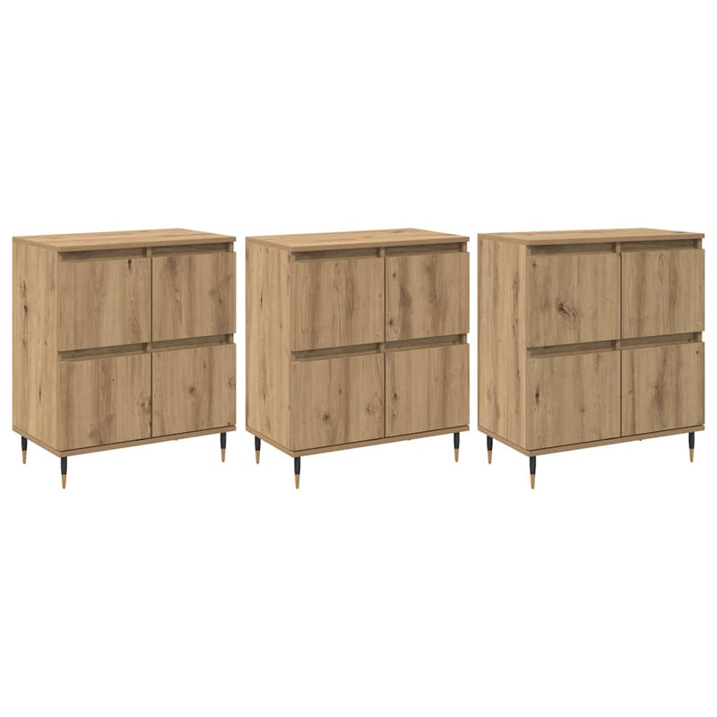 vidaXL Oldalszekrények 3 pcs kézműves tölgy 180 x 35 x 70 cm Faanyag