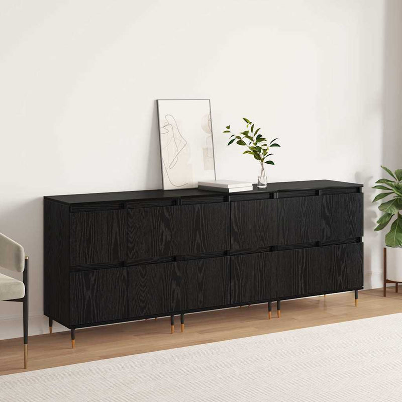 vidaXL Oldalszekrények 3 pcs Musta tammi 180 x 35 x 70 cm Faanyag