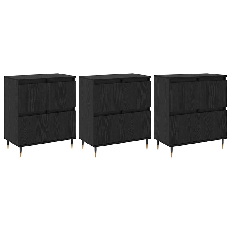 vidaXL Oldalszekrények 3 pcs Musta tammi 180 x 35 x 70 cm Faanyag