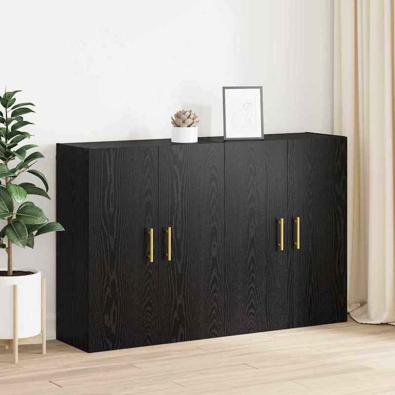 vidaXL Fali Szekrények 2 pcs Musta tammi 69.5 x 34 x 90 cm Faanyag
