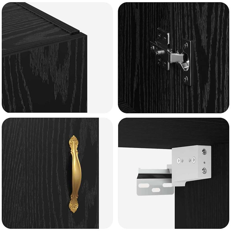 vidaXL Fali Szekrények 2 pcs Musta tammi 69.5 x 34 x 90 cm Faanyag