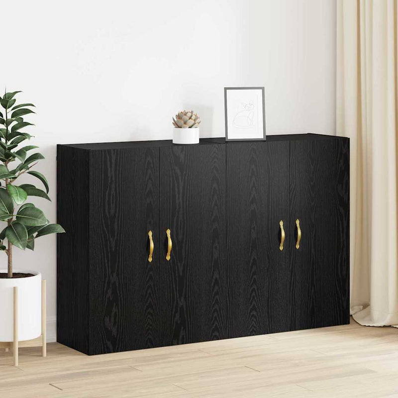 vidaXL Fali Szekrények 2 pcs Musta tammi 69.5 x 34 x 90 cm Faanyag