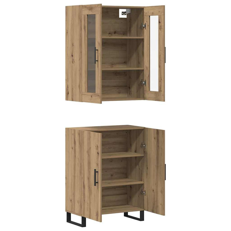 vidaXL Magasfiú kézműves tölgy 69.5 x 34 x 90 cm Faanyag
