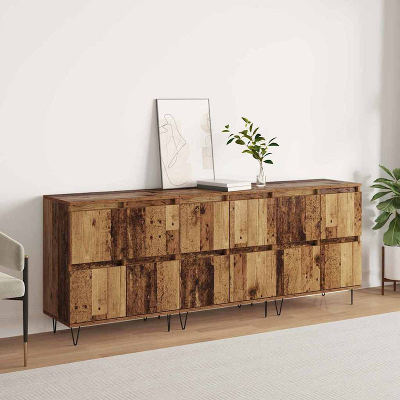 vidaXL Oldalszekrények 3 pcs Régi fa 180 x 35 x 70 cm Faanyag
