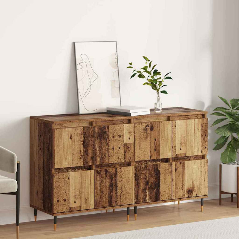 vidaXL Oldalszekrények 2 pcs Régi fa 120 x 35 x 70 cm Faanyag