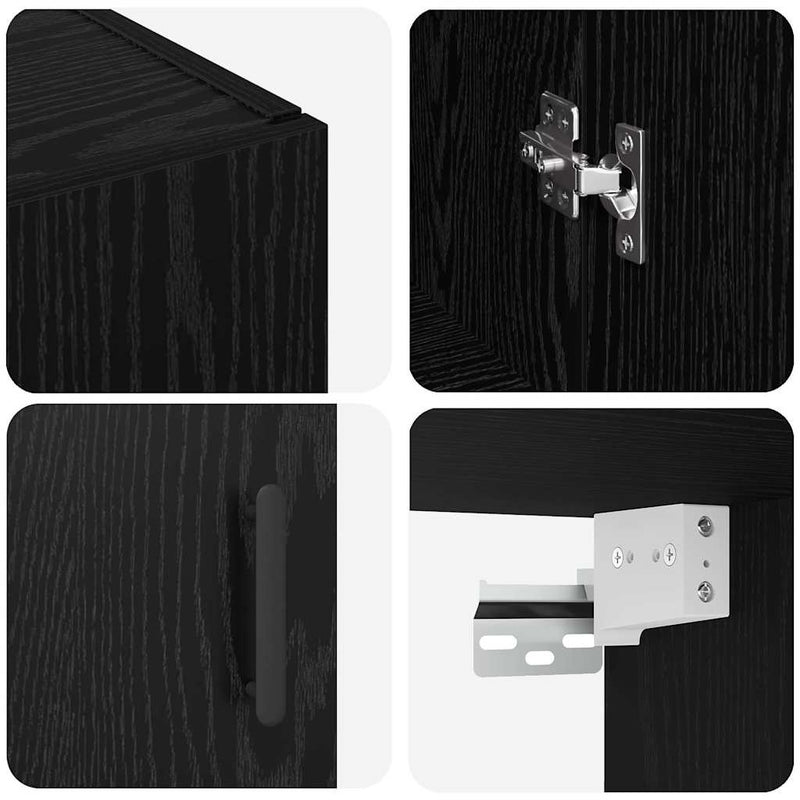 vidaXL Fali Szekrények 2 pcs Musta tammi 69.5 x 34 x 90 cm Faanyag