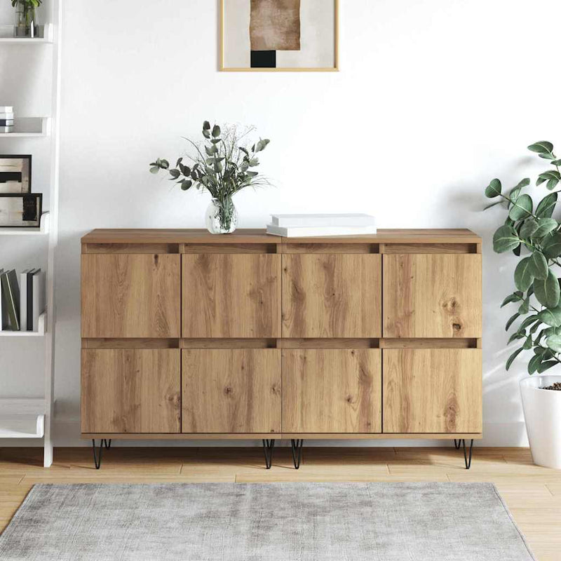 vidaXL Oldalszekrények 2 pcs kézműves tölgy 120 x 35 x 70 cm Faanyag