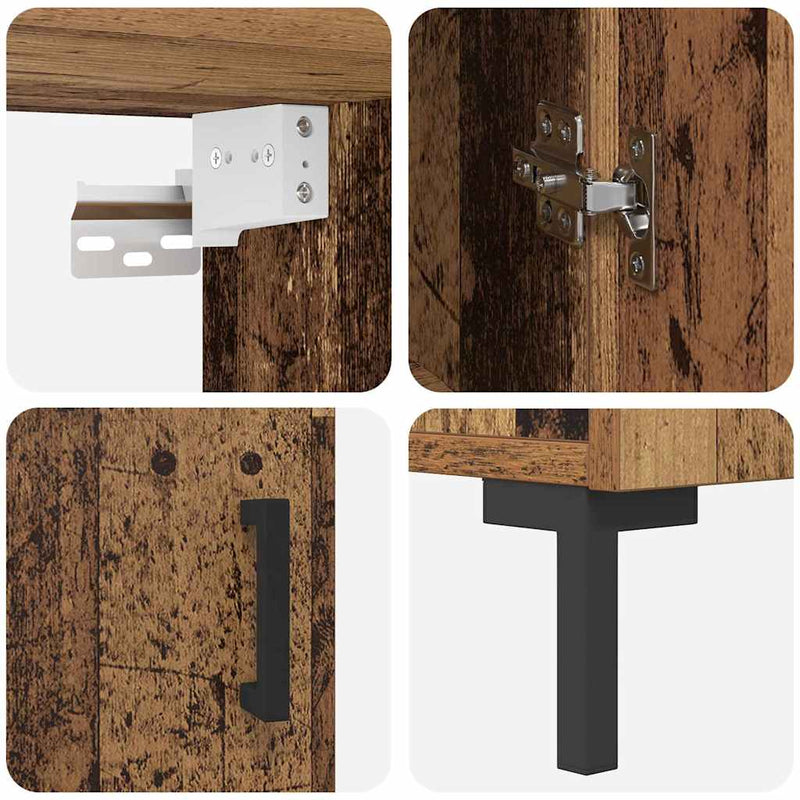 vidaXL Magasfiú Falra szerelhető Régi fa 69,5 x 34 x 180 cm Faanyag