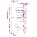 vidaXL Magasfiú Musta tammi 69,5 x 34 x 180 cm Faanyag
