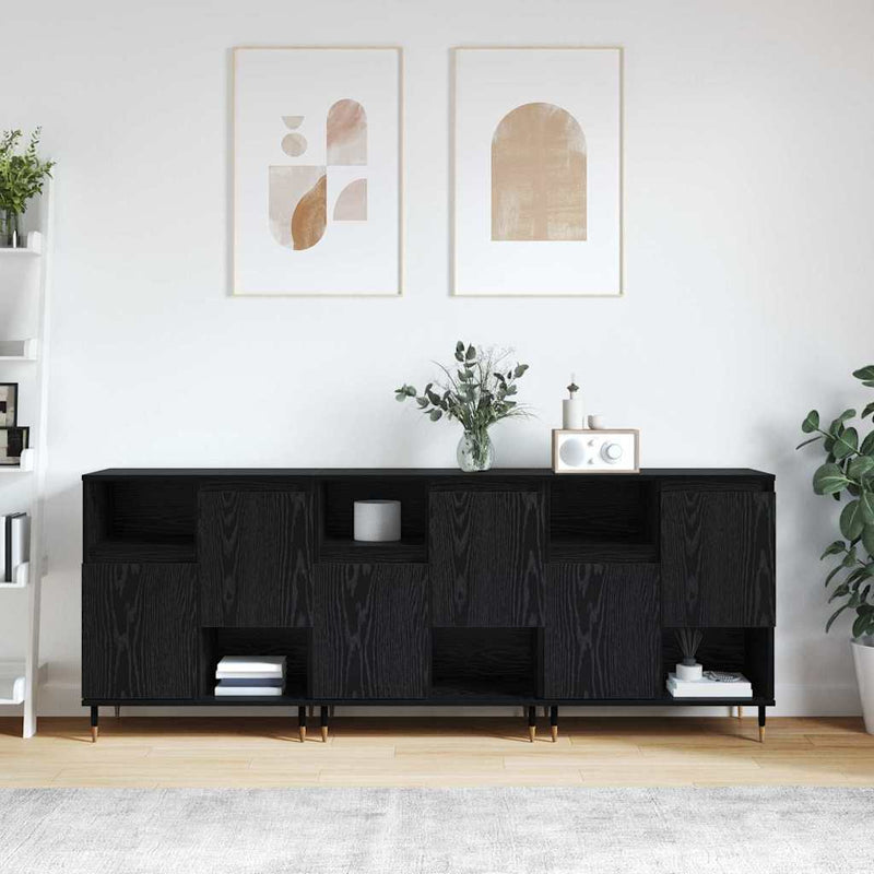 vidaXL Oldalszekrények 3 pcs Musta tammi 180 x 35 x 70 cm Faanyag