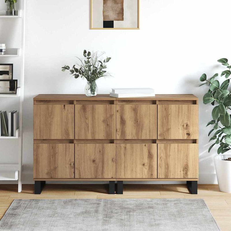 vidaXL Oldalszekrények 2 pcs kézműves tölgy 120 x 35 x 70 cm Faanyag