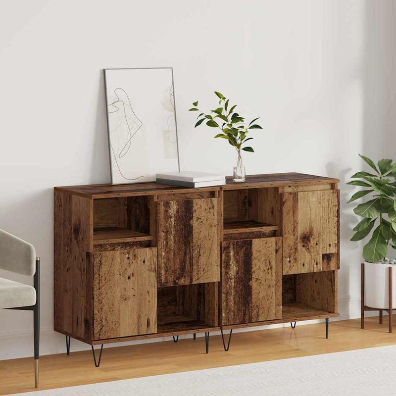 vidaXL Oldalszekrények 2 pcs Régi fa 120 x 35 x 70 cm Faanyag