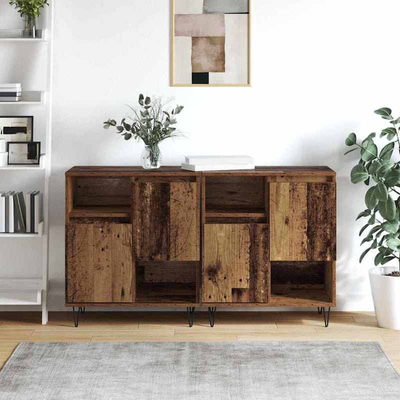 vidaXL Oldalszekrények 2 pcs Régi fa 120 x 35 x 70 cm Faanyag