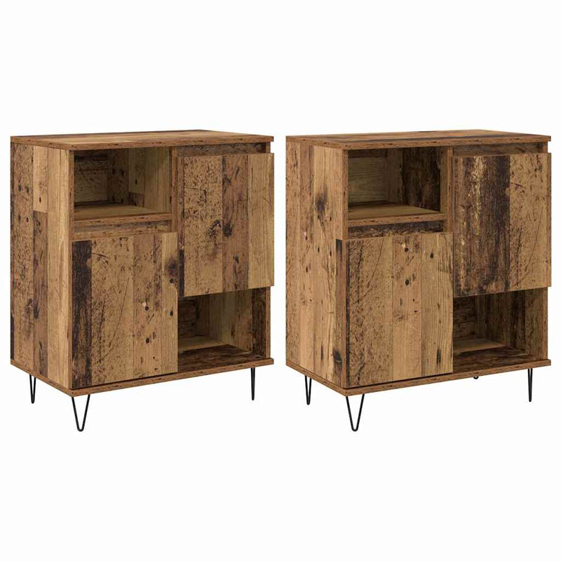vidaXL Oldalszekrények 2 pcs Régi fa 120 x 35 x 70 cm Faanyag
