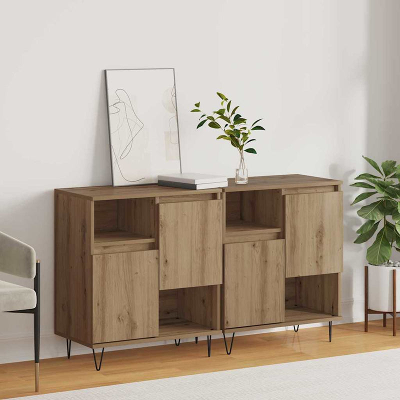 vidaXL Oldalszekrények 2 pcs kézműves tölgy 120 x 35 x 70 cm Faanyag