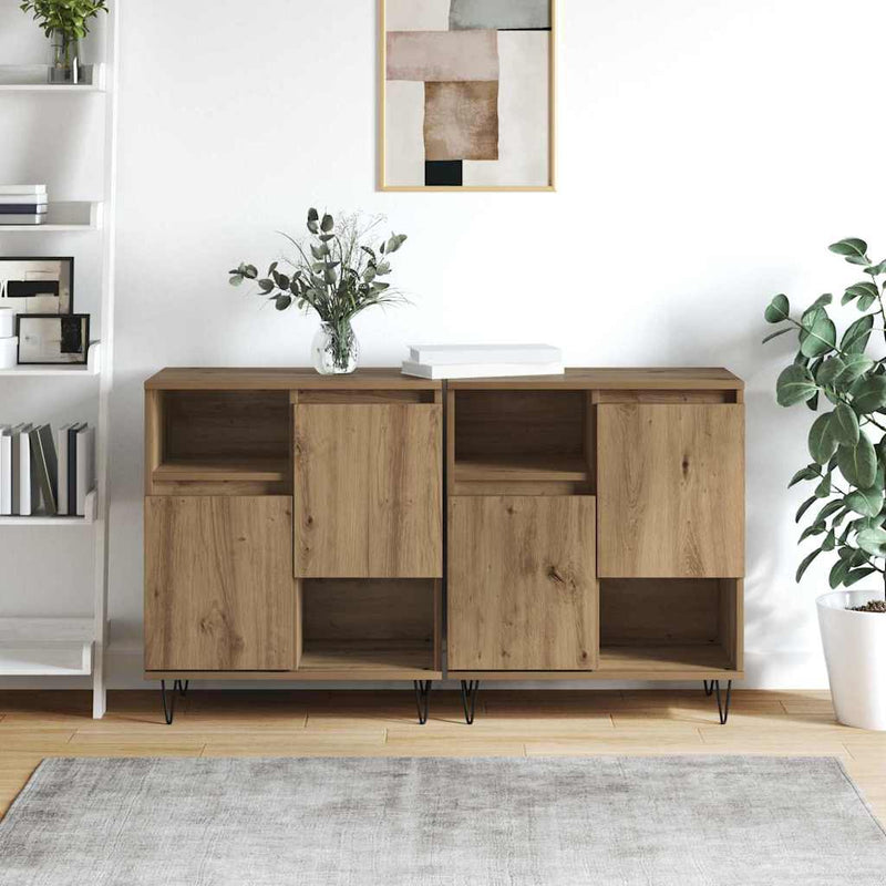 vidaXL Oldalszekrények 2 pcs kézműves tölgy 120 x 35 x 70 cm Faanyag