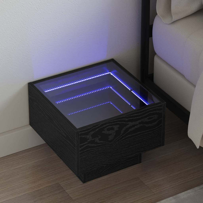 vidaXL Tárolószekrény Musta tammi 40 x 40 x 30 cm Mérnöki fa és üveg