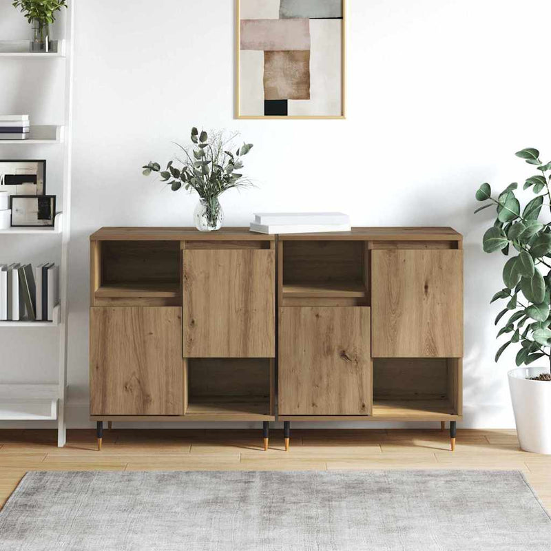 vidaXL Oldalszekrények 2 pcs kézműves tölgy 120 x 35 x 70 cm Faanyag