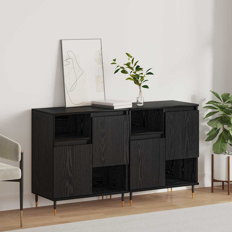 vidaXL Oldalszekrények 2 pcs Musta tammi 120 x 35 x 70 cm Faanyag