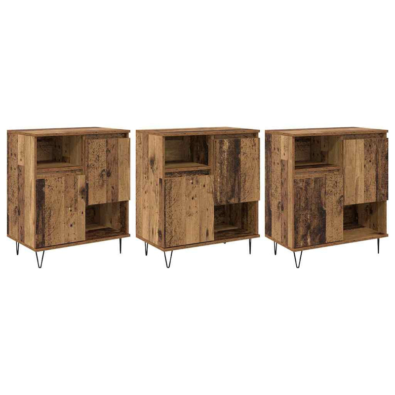 vidaXL Oldalszekrények 3 pcs Régi fa 180 x 35 x 70 cm Faanyag