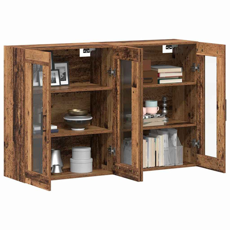 vidaXL Fali Szekrények 2 pcs Régi fa 69.5 x 34 x 90 cm Tömör fa