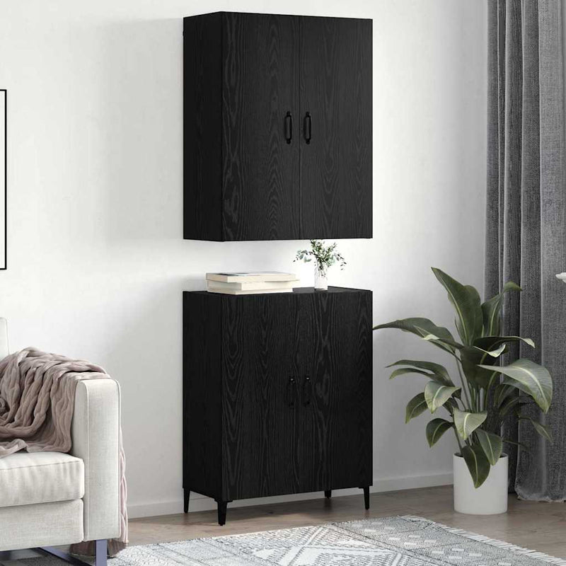 vidaXL Magasfiú 2 pcs Musta tammi 69.5 x 34 x 180 cm Faanyag