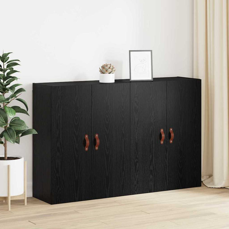 vidaXL Fali Szekrények 2 pcs Musta tammi 69.5 x 34 x 90 cm Faanyag