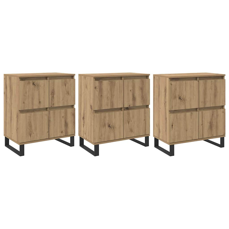 vidaXL Oldalszekrények 3 pcs kézműves tölgy 180 x 35 x 70 cm Faanyag