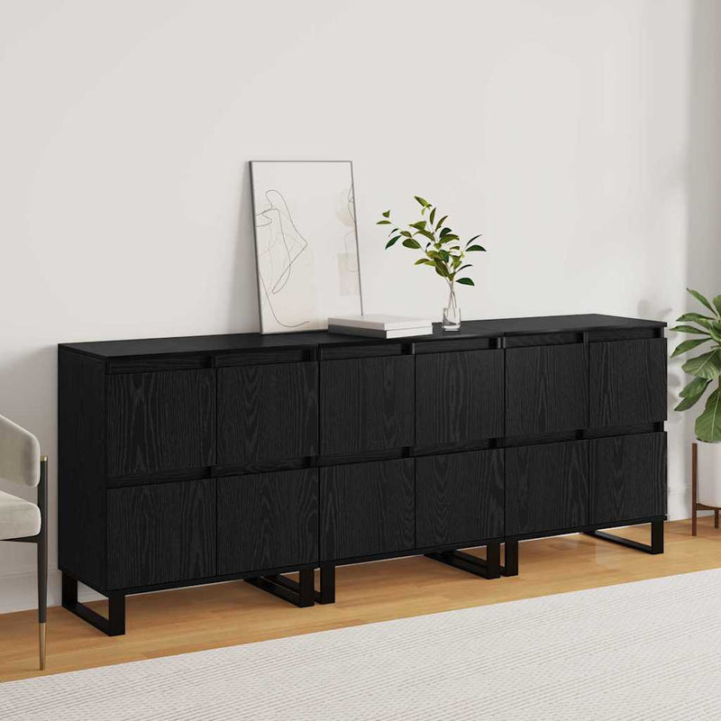 vidaXL Oldalszekrények 3 pcs Musta tammi 180 x 35 x 70 cm Faanyag