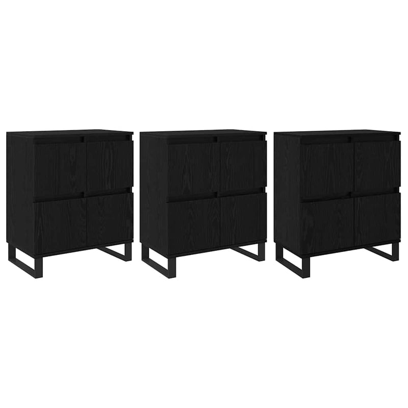 vidaXL Oldalszekrények 3 pcs Musta tammi 180 x 35 x 70 cm Faanyag