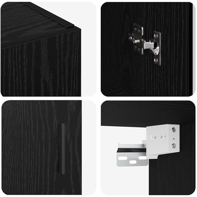 vidaXL Fali Szekrények 2 pcs Musta tammi 69.5 x 34 x 90 cm Faanyag