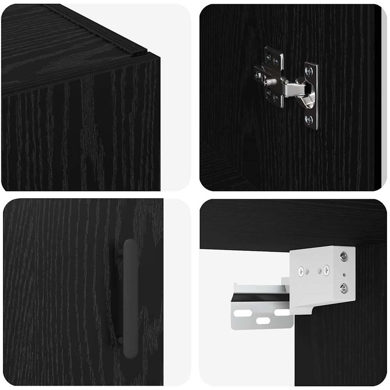 vidaXL Fali Szekrények 2 pcs Musta tammi 69.5 x 34 x 90 cm Faanyag