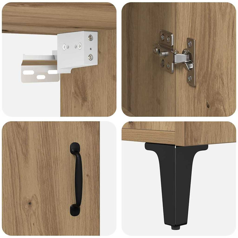 vidaXL Magasfiú 2 pcs kézműves tölgy 69.5 x 34 x 180 cm Faanyag