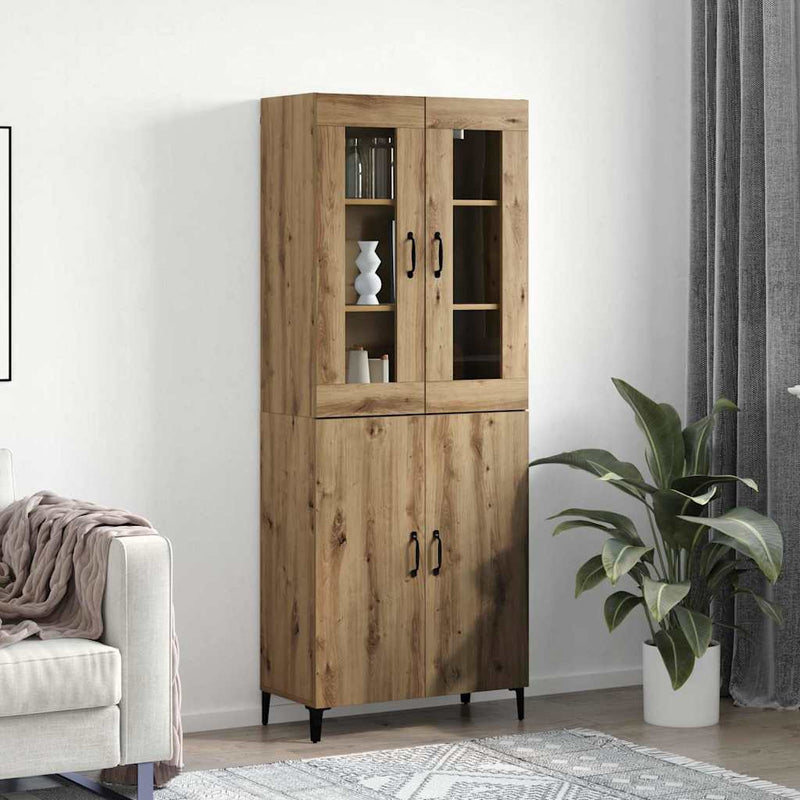 vidaXL Magasfiú 2 pcs kézműves tölgy 69.5 x 34 x 180 cm Faanyag