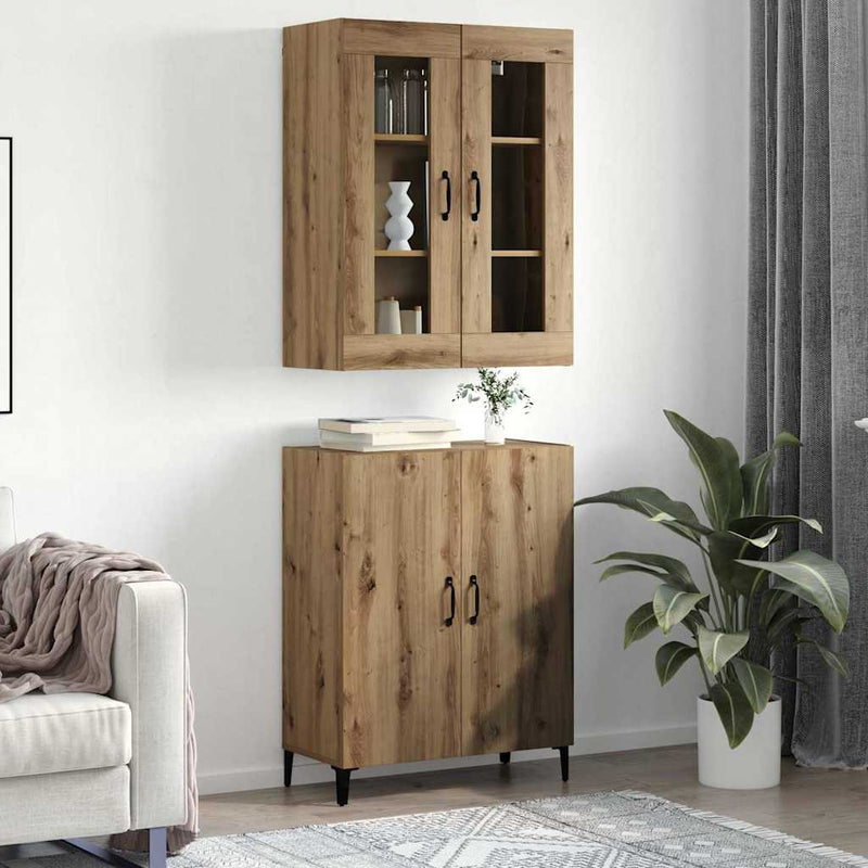 vidaXL Magasfiú 2 pcs kézműves tölgy 69.5 x 34 x 180 cm Faanyag
