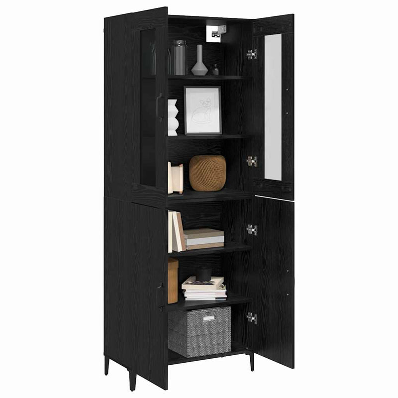 vidaXL Magasfiú 2 pcs Musta tammi 69.5 x 34 x 180 cm Faanyag