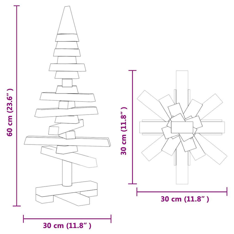 vidaXL Fából készült Karácsonyfa állvánnyal Barna 60 cm Tömör fenyőfa