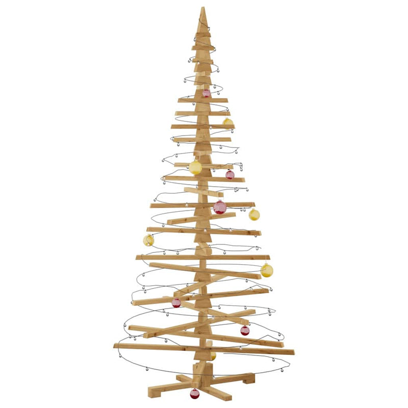 vidaXL Fából készült Karácsonyfa állvánnyal Barna 210 cm Tömör fenyőfa