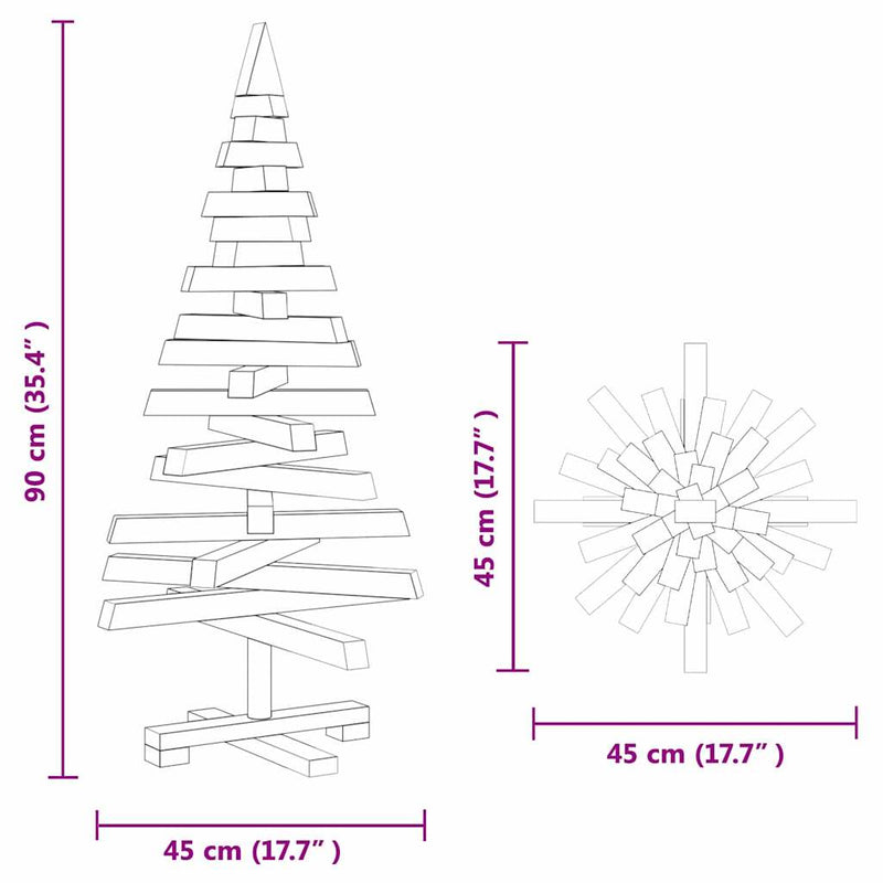 vidaXL Karácsonyfák állvánnyal Természetes 90 cm Tömör fenyőfa