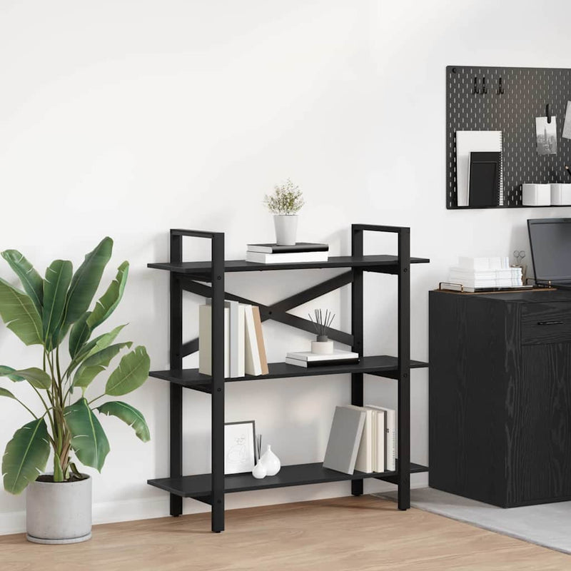 vidaXL Könyvespolc Fekete tölgy 100 x 33,5 x 102 cm Faanyag