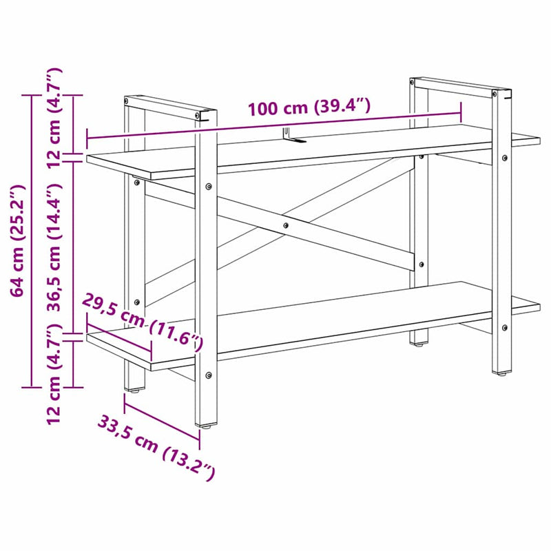 vidaXL Könyvespolc Szürke Sonoma 100 x 33,5 x 64 cm Faanyag
