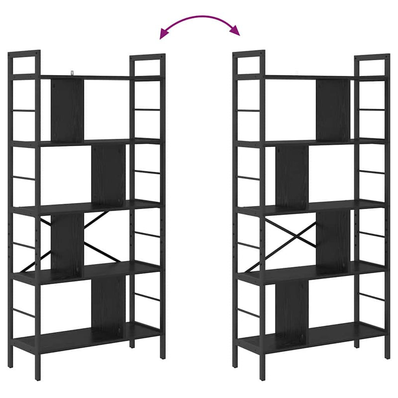 vidaXL Könyvespolc Fekete tölgy 75 x 30 x 156 cm Faanyag
