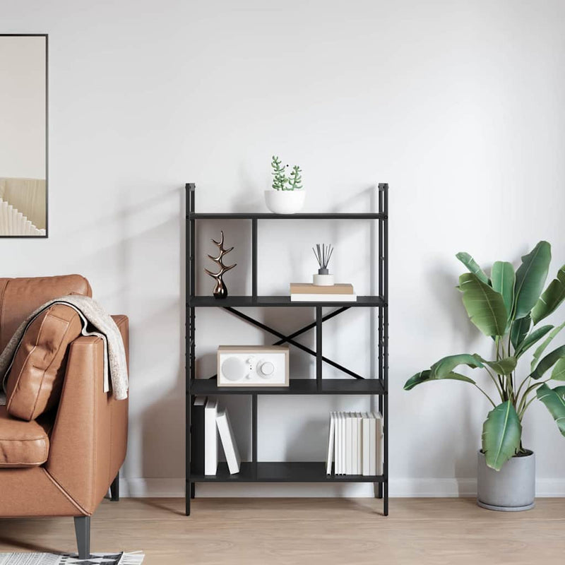 vidaXL Könyvespolc Fekete tölgy 75 x 30 x 123,5 cm Faanyag