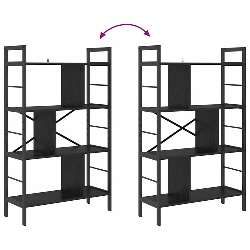 vidaXL Könyvespolc Fekete tölgy 75 x 30 x 123,5 cm Faanyag